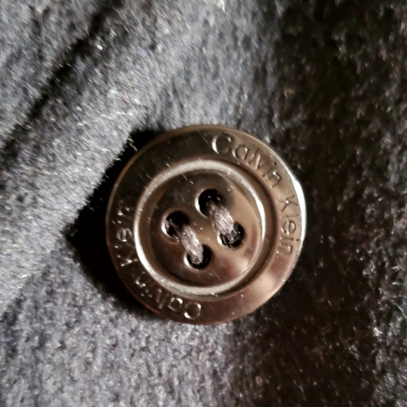 Calvin Klein Double Breasted Wool Blend Black Pea Coat Size L - Picture 8 of 8
